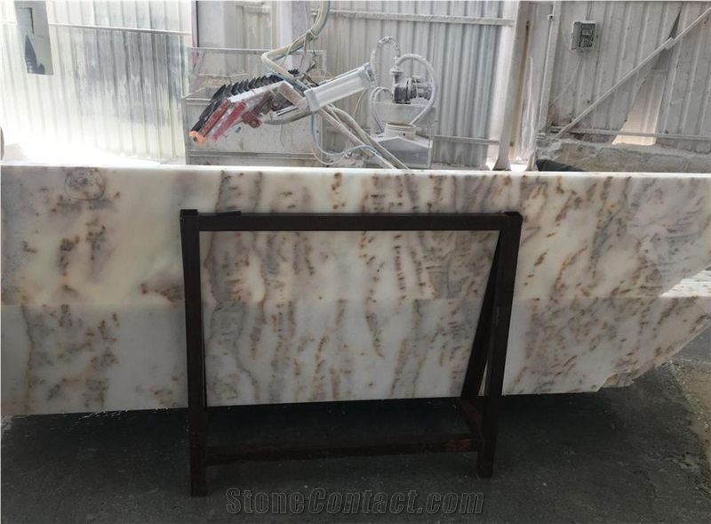 Mugla White With Gold Dots Marble Blocks