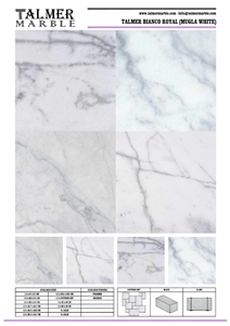 Talmer Bianco Royal Marble Tiles, Slab(Mugla White Marble Tiles, Slab)