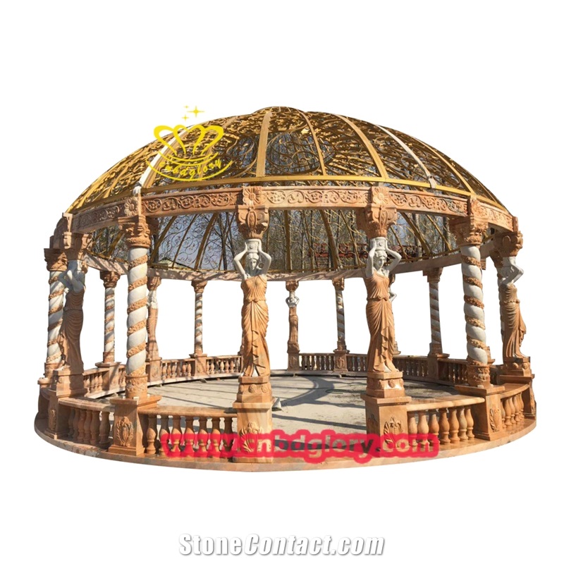 Marble Figure Statue Column Garden Gazebo