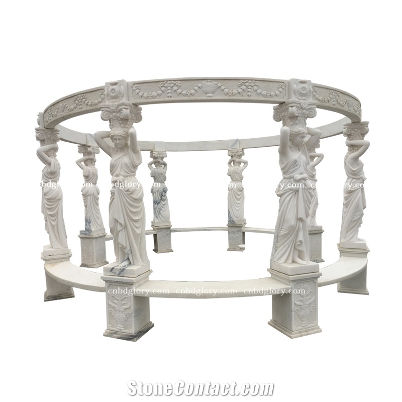 Marble Figure Statue Column Garden Gazebo