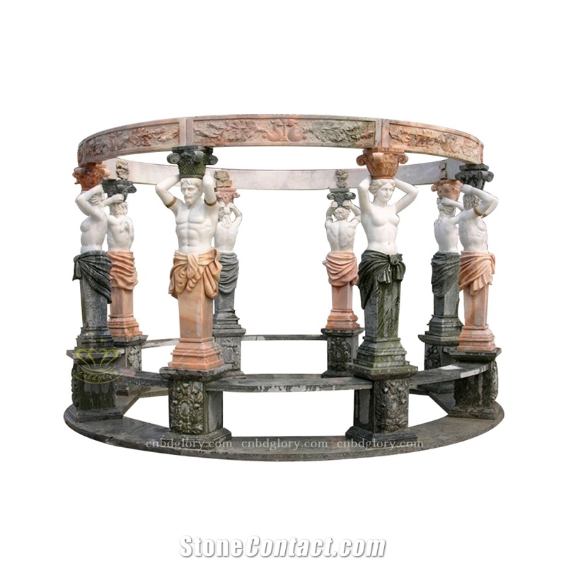 Marble Figure Statue Column Garden Gazebo