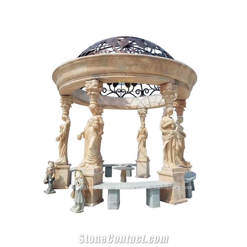 Marble Figure Statue Column Garden Gazebo