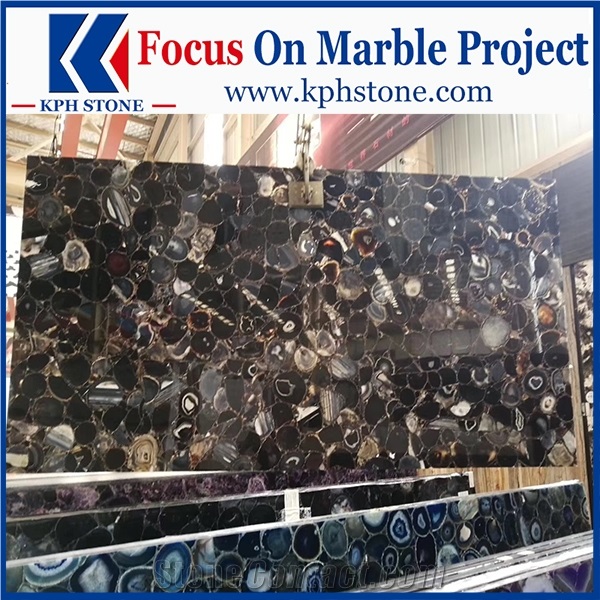 Black Agate Gemstone Semiprecious Stone Slabs