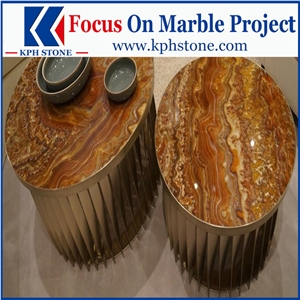 Brown Onyx Jade Cafe Round Table Tops