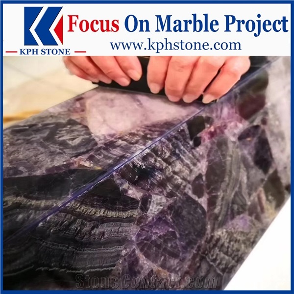 Fluorite Purple Gemstone Semi Precious Stone Slabs