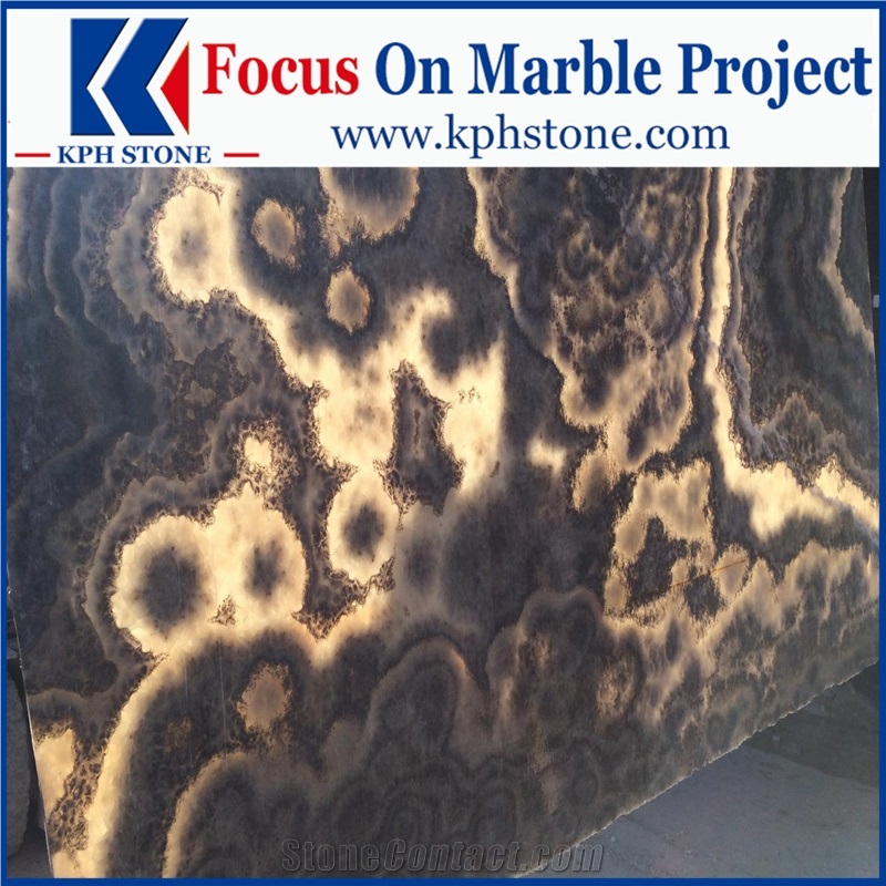 Light Transmission Black Onyx Flooring Tiles Decor