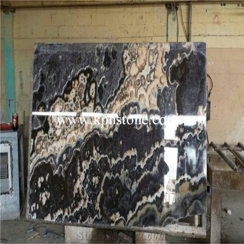 Light Transmission Black Onyx Flooring Tiles Decor