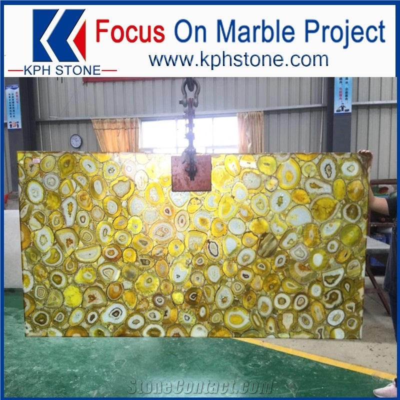 Prefab Yellow Agate Slab for Top Grade Hotel