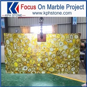 Prefab Yellow Agate Slab for Top Grade Hotel