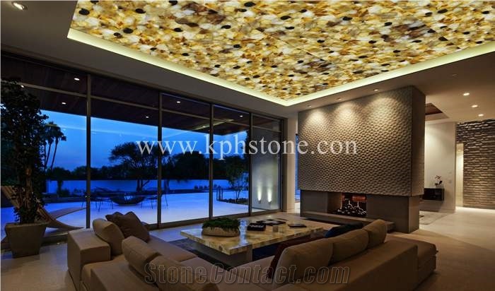 Prefab Yellow Agate Slab for Top Grade Hotel