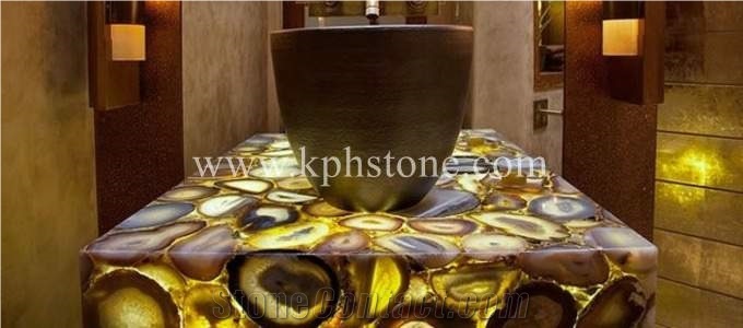 Prefab Yellow Agate Slab for Top Grade Hotel