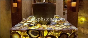 Prefab Yellow Agate Slab for Top Grade Hotel