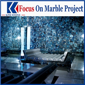 Sadalite Blue Jasper Semiprecious Stone Wall Covering Tiles