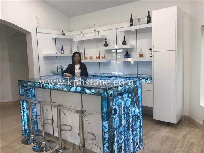 Translucent Blue Agate Slabs for Wall Decor