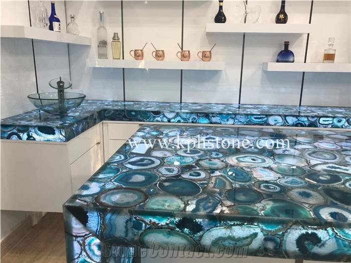 Translucent Blue Agate Slabs for Wall Decor