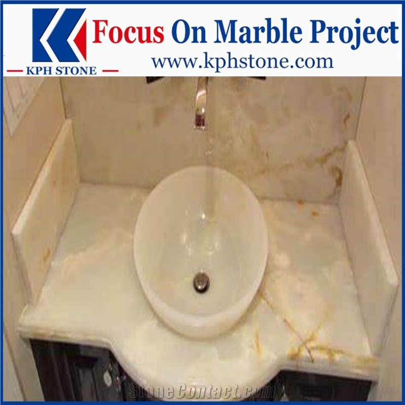 White Onyx Bathroom Vanitytops for Hotel Projects