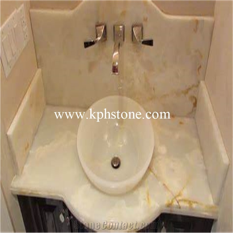White Onyx Bathroom Vanitytops for Hotel Projects