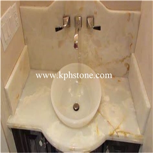 White Onyx Bathroom Vanitytops for Hotel Projects