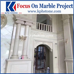 White Pearl Marble Carved Columns