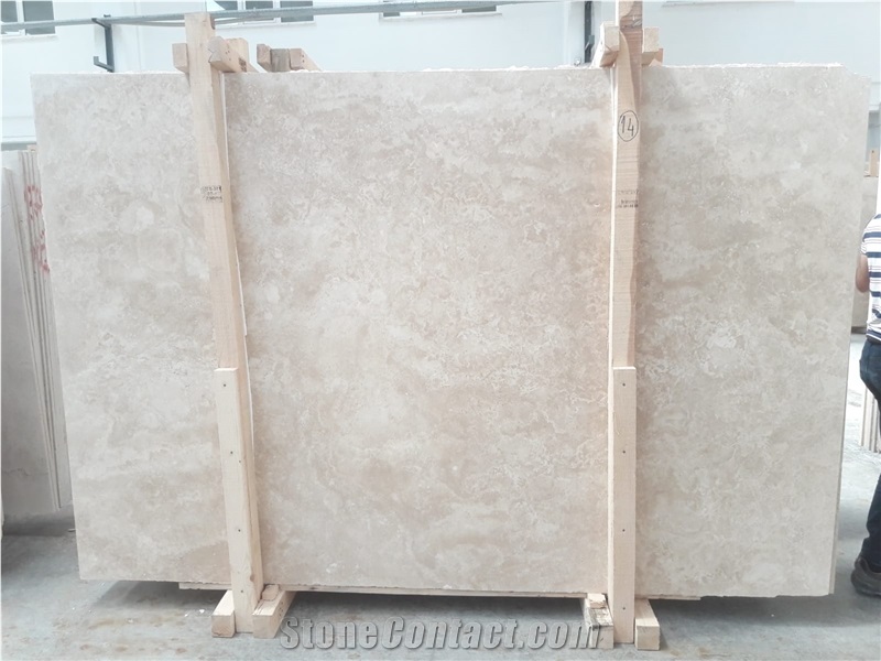 Light/Ivory Travertine Slabs Cross-Cut