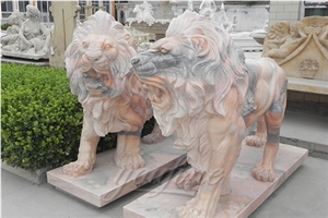 Outdoor Marble Animal Lion Sculpture