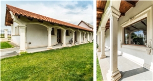 Podeni Limestone Porch Columns, Arches, Ornaments