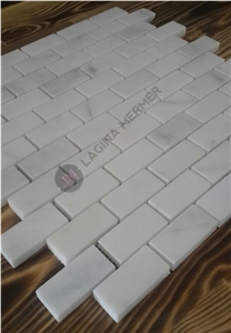 Polished 1"X 2" White Marble Brick Mosaics