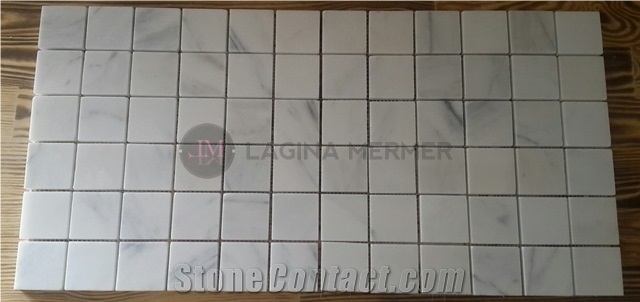 Polished 2"X 2" White Marble Mosaics