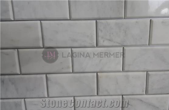 Polished Beveled 3"X 6" White Marble Mosaics