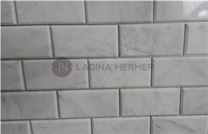 Polished Beveled 3"X 6" White Marble Mosaics Polished Beveled 3"X 6" White Marble Mosaics