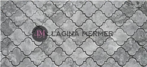 Polished Silver Grey Marble Arabesque Mosaics