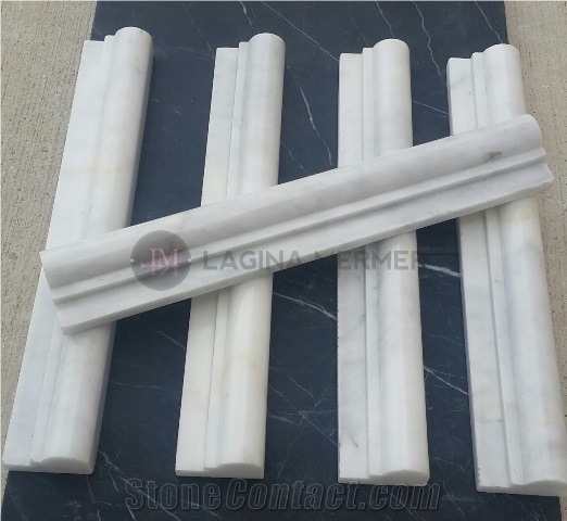 Polished White Marble 2"X 12" Ogee Moldings