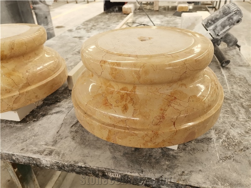 Golden Rose Beige Marble Column Base