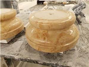 Golden Rose Beige Marble Column Base