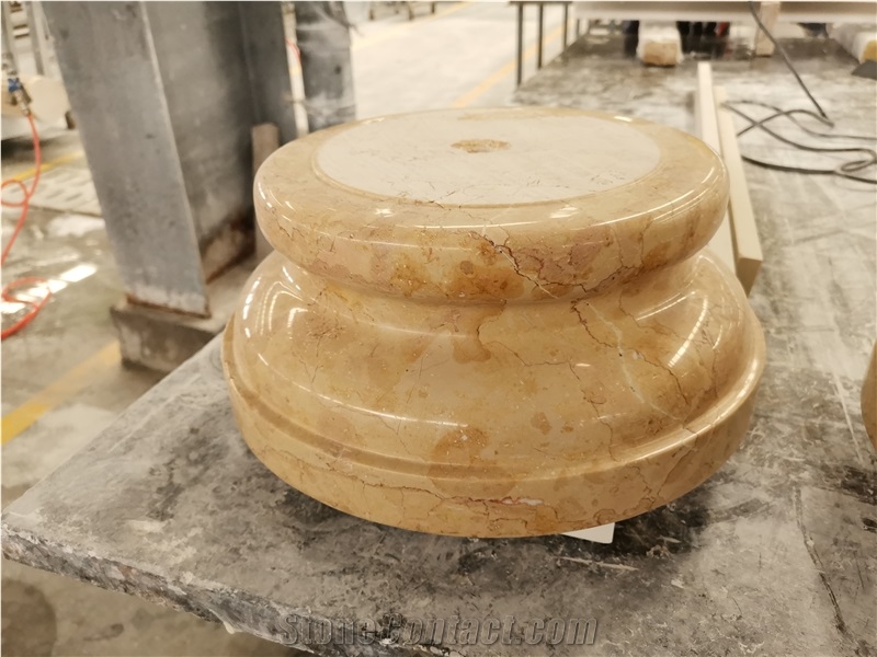 Golden Rose Beige Marble Column Base