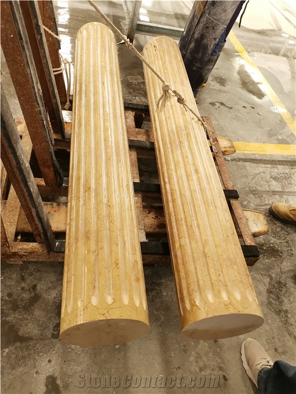Golden Rose Beige Marble Column Base