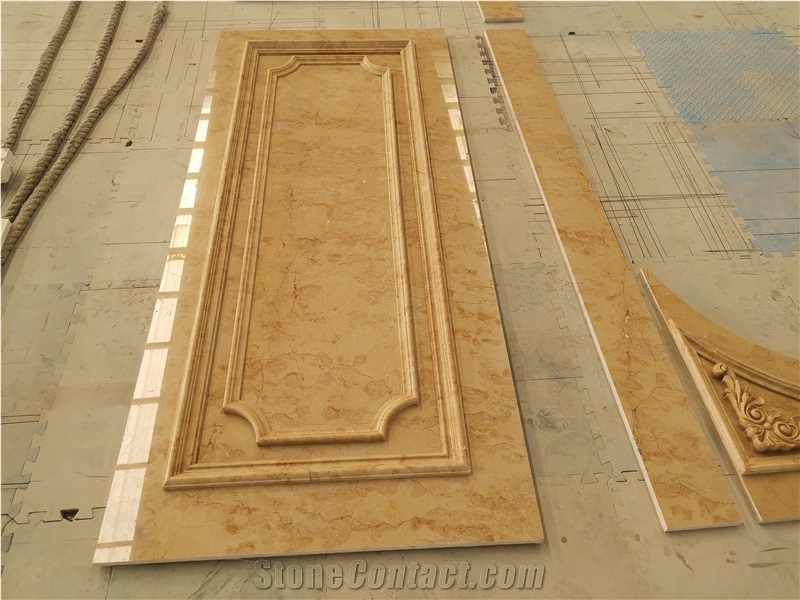 Golden Rose Beige Marble Column Base