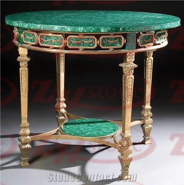Malachite Furniture Green Stone Round Table Top