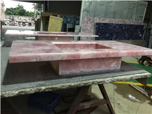 Pink Agate Vanity Top ,Pink Color Semi-Precious