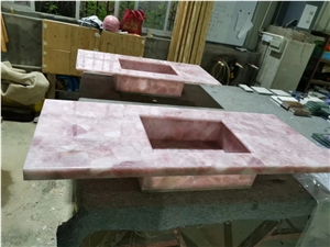 Pink Agate Vanity Top ,Pink Color Semi-Precious
