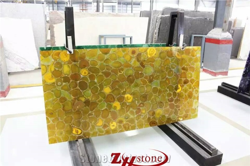 Tiger Eye Semiprecious Stone Slab Gold Color
