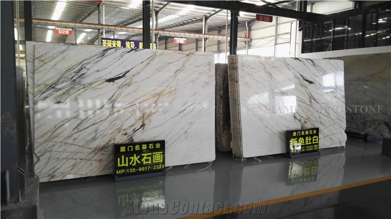 Bamboo Landscaping White Marble Slabs,Floor Walling Panel Tiles