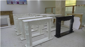 Black Marble Fireplace Mantel,Fireplace Hearth Handcarving Flower Design