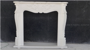 Fireplace Mantel Order Show Snow White Marble Sculptured Flower