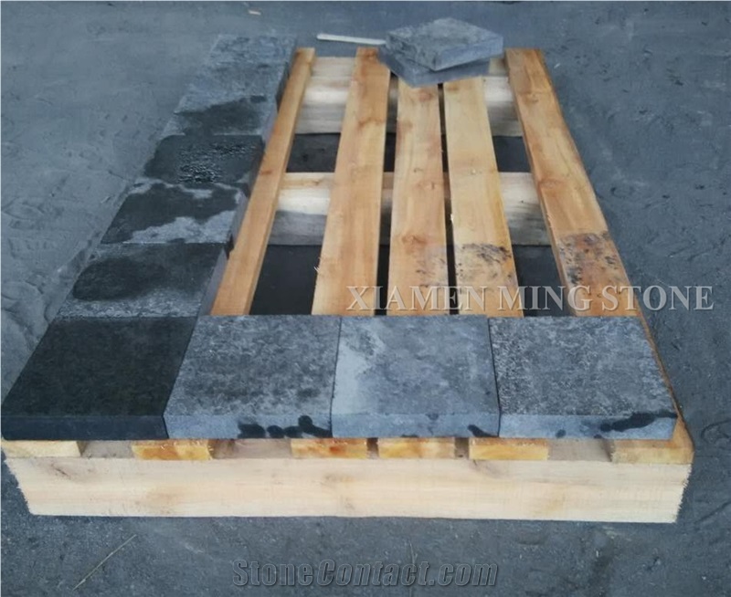Flamed G684 China Black Basalt Cube Stone Brick Pavers,Absolute Nero Basalto Cobble Exterior Floor Paving