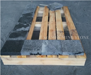 Flamed G684 China Black Basalt Cube Stone Brick Pavers,Absolute Nero Basalto Cobble Exterior Floor Paving