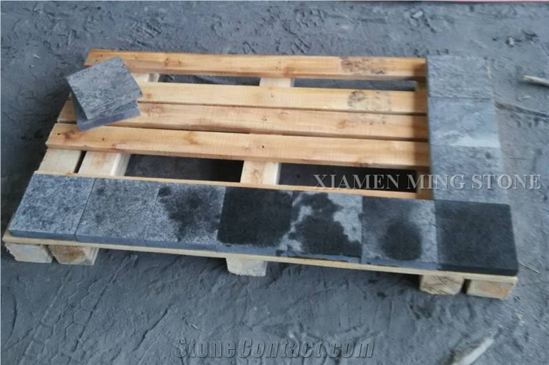 Flamed G684 China Black Basalt Cube Stone Brick Pavers,Absolute Nero Basalto Cobble Exterior Floor Paving