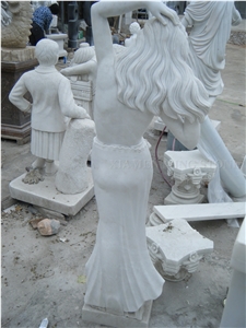 Snow White Marble Human Sculpture,Exterior Stone Garden Statue