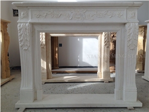 White Marble Sculptured Fireplace Hearth