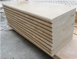Ivory Travertine Pool Coping + Decks for Pool Construction Projects